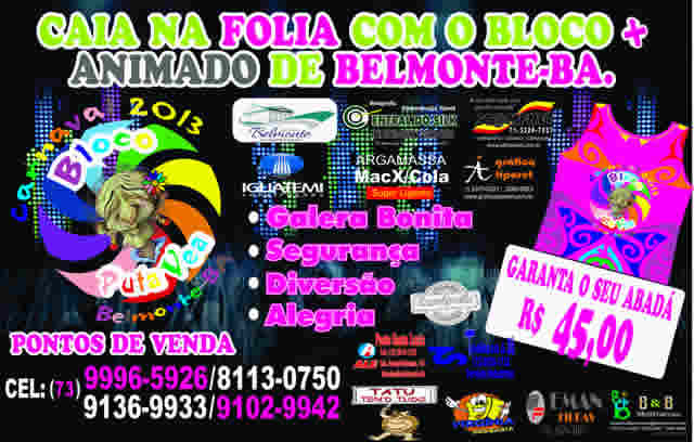 Caia na folia no Carnaval de Belmonte com o bloco Puta Vea.