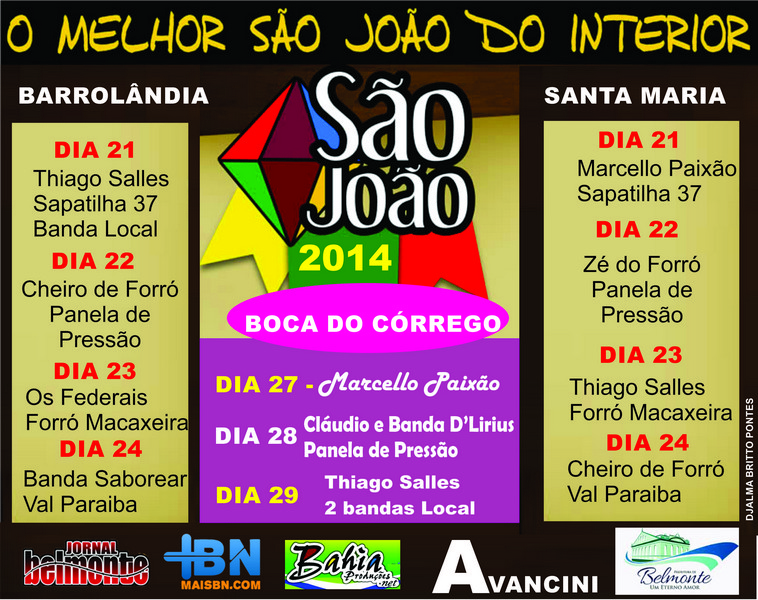 Programação do São João e São Pedro do Interior de Belmonte