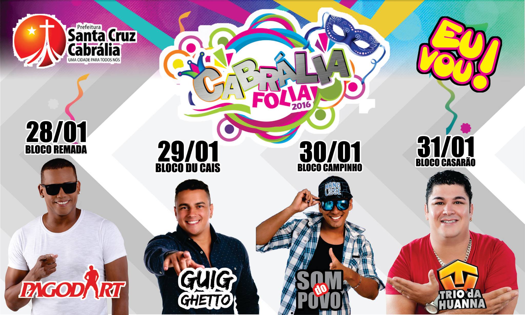 Confira a programação dos blocos do Cabrália Folia 2016.