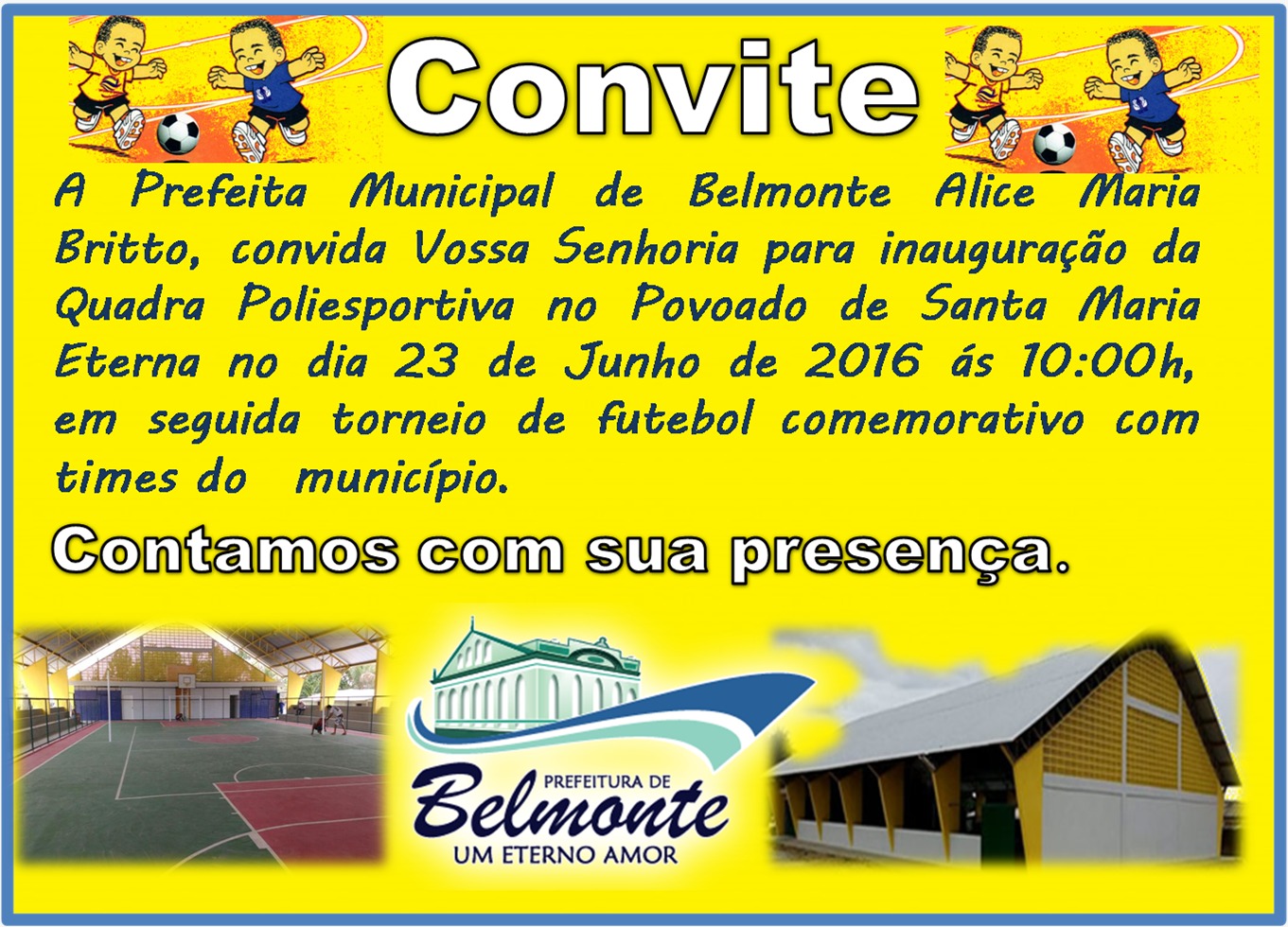 Prefeita Alice convida a comunidade para inauguração da Quadra Poliesportiva de Santa Maria Eterna.