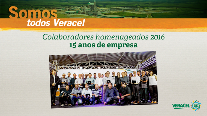 Colaboradores da Veracel são homenageados por tempo de empresa.