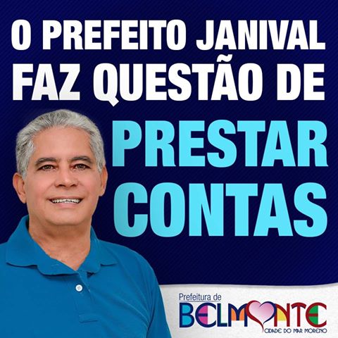 Prefeito Janival Borges divulga nota informando as dificuldades e prestando contas aos belmontenses.