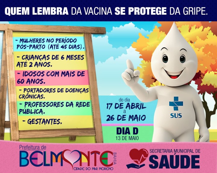 Secretaria Municipal de Saúde realiza campanha de vacinação contra a influenza.