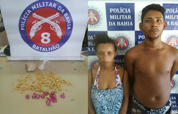 Operação da Polícia Militar prende casal de traficantes no Bairro Campinho, em Cabrália.