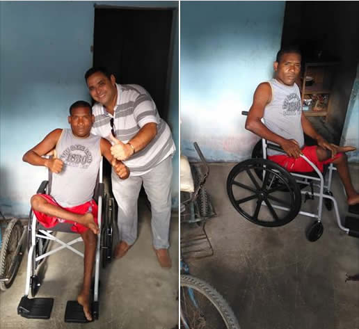 Vereador Alfredo doa cadeira de rodas a jovem deficiente morador da Biela.
