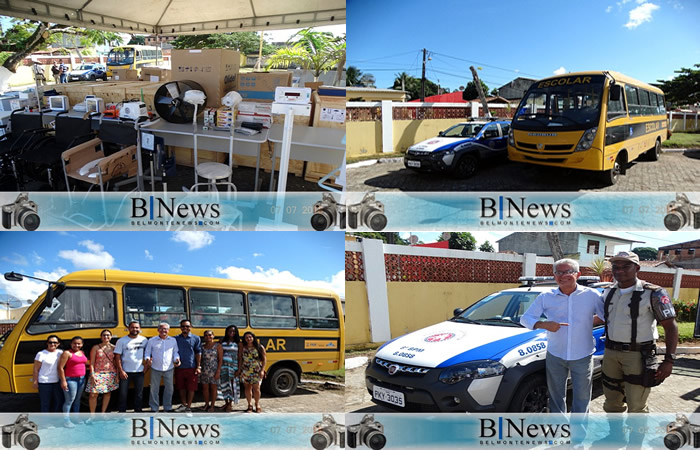 Prefeito Janival entrega novos equipamentos hospitalares, viatura e ônibus escolar em Belmonte.