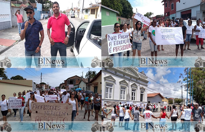 APLB realiza ato para protestar contra o atraso dos salários dos professores e profissionais da educação de Belmonte.