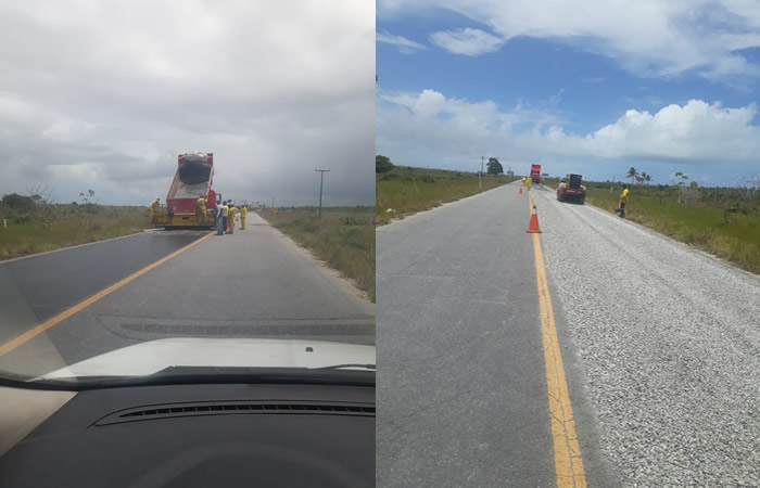 Equipes iniciam a segunda etapa da Recuperação da BA-001 entre Belmonte e Cabrália.