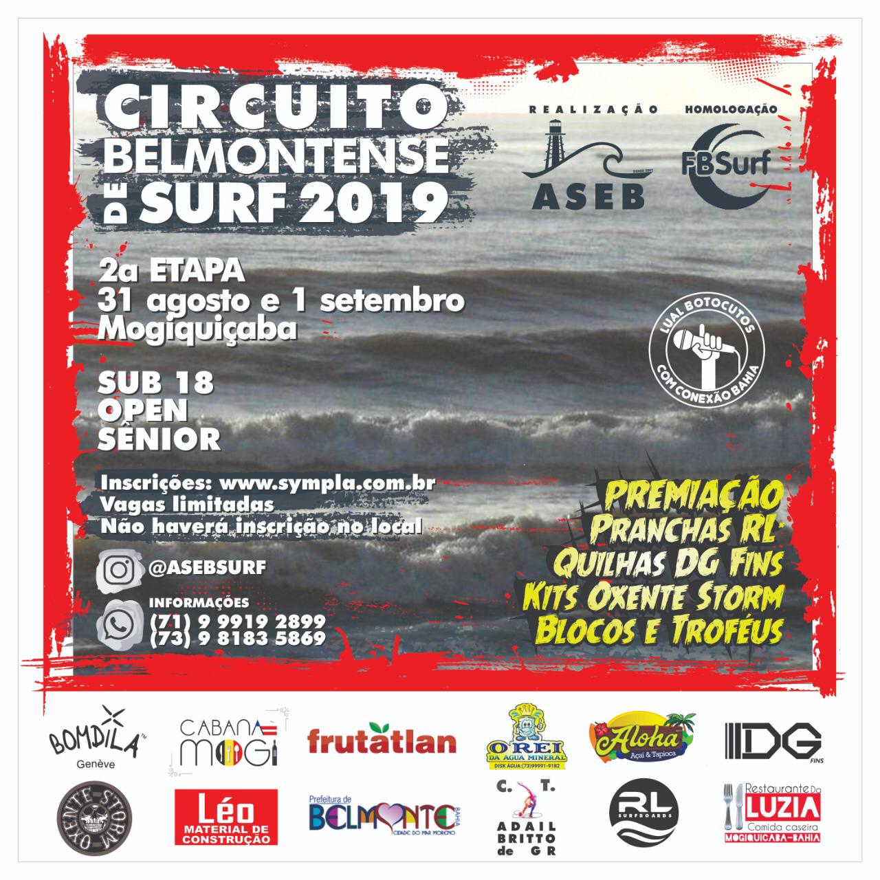 Mogiquiçaba será palco da 2ª Etapa do Circuito Belmontense de Surf 2019 nesse final de semana.