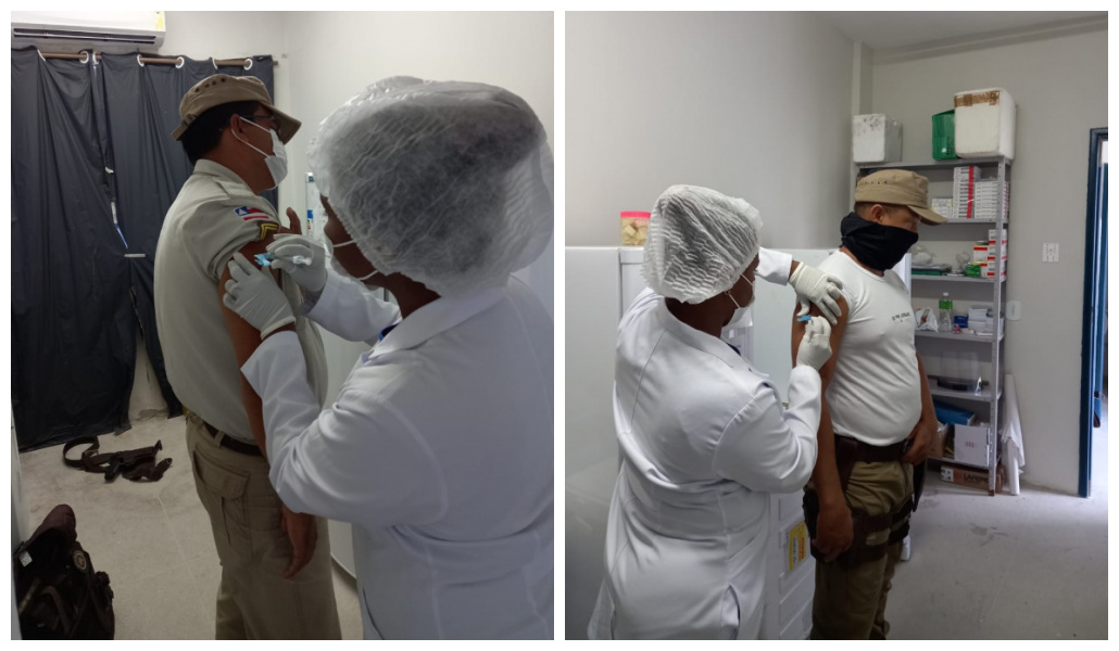 Policiais militares de Belmonte começam a ser vacinados contra o COVID-19.
